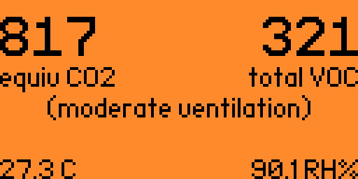 screenshot of VOC monitor app showing moderate ventilation